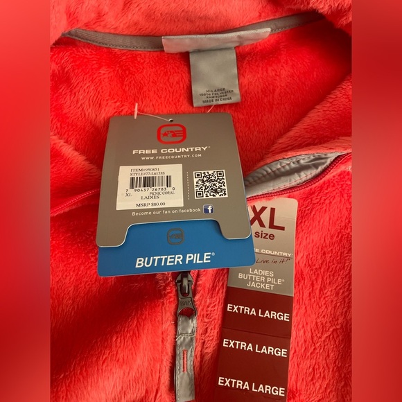 Free Country Woman’s Coral Butter Pile Jacket NWT Full Zip Size XL Adjustable - Picture 8 of 8